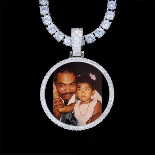 925S & VVS Moissanite 3D Circle Custom Picture Pendant