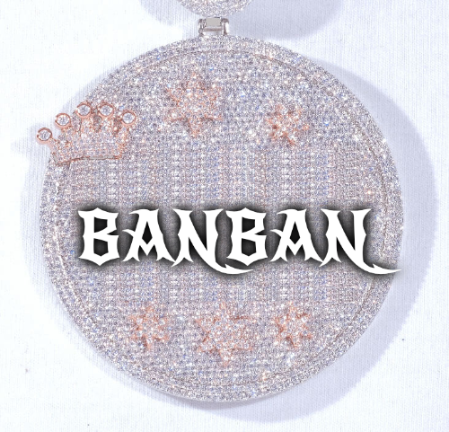 CUSTOM LETTER NECKLACE 3D BIG CROWN DISC