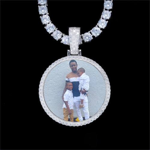 925S & VVS Moissanite 3D Circle Custom Picture Pendant