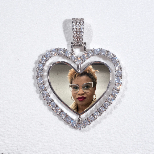 3D Spinning 2-Faced Heart Custom Picture Pendant