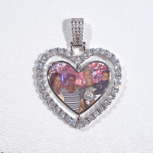3D Spinning 2-Faced Heart Custom Picture Pendant