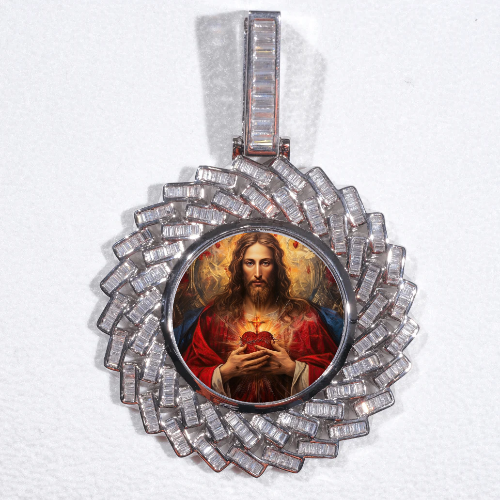 Large 3D Baguette Custom Picture Pendant