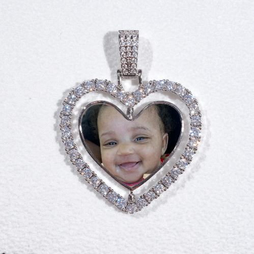 3D Spinning 2-Faced Heart Custom Picture Pendant
