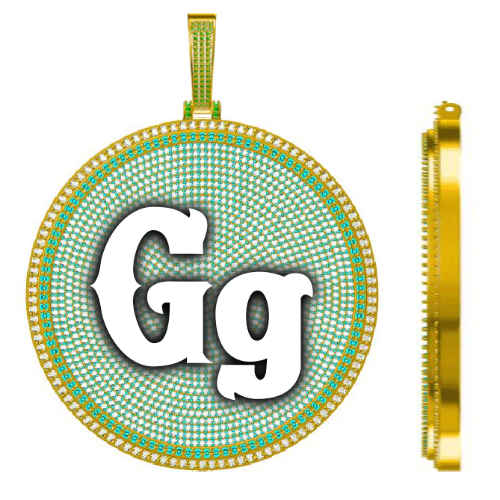 CUSTOM LETTER NECKLACE 3D BIG DISC
