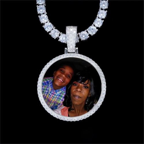 925S & VVS Moissanite 3D Circle Custom Picture Pendant