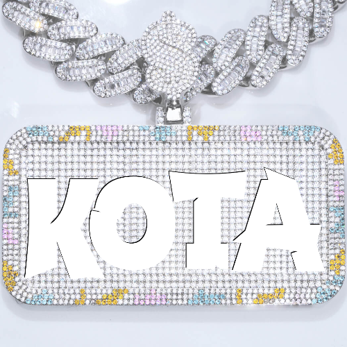 CUSTOM LETTER NECKLACE 3D COLORFUL SQUARE