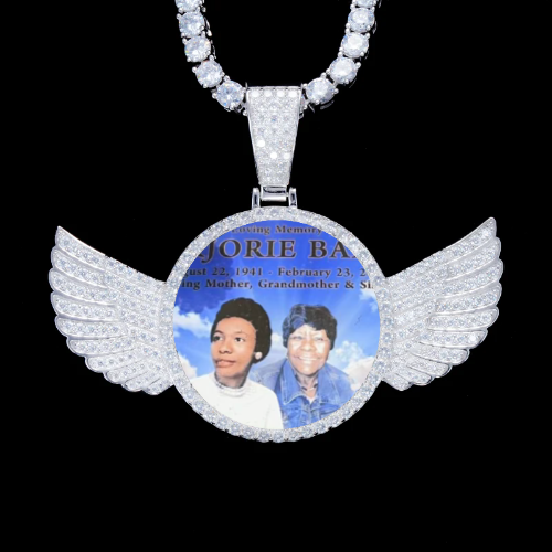 925S & VVS Moissanite 3D Wing Custom Picture Pendant