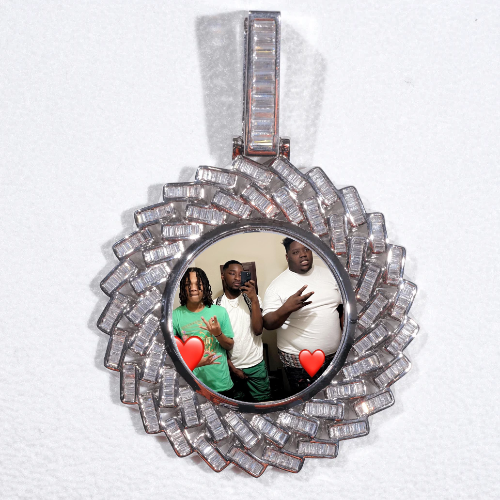 Large 3D Baguette Custom Picture Pendant