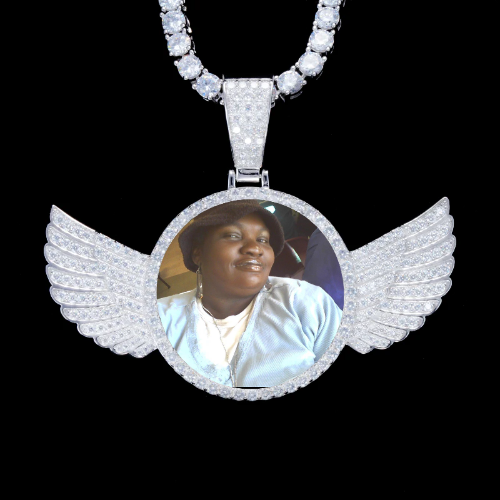 925S & VVS Moissanite 3D Wing Custom Picture Pendant