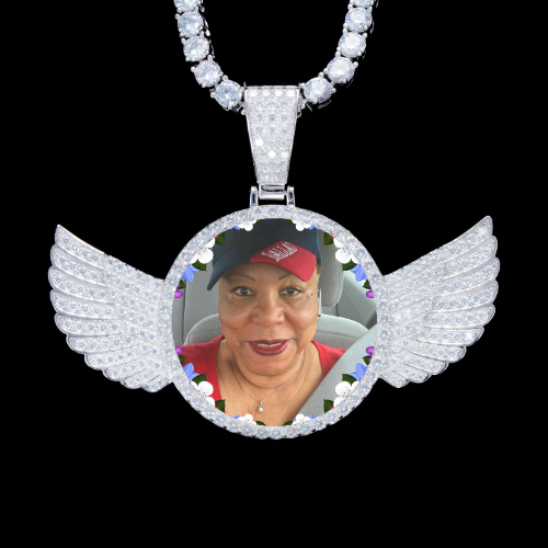 925S & VVS Moissanite 3D Wing Custom Picture Pendant