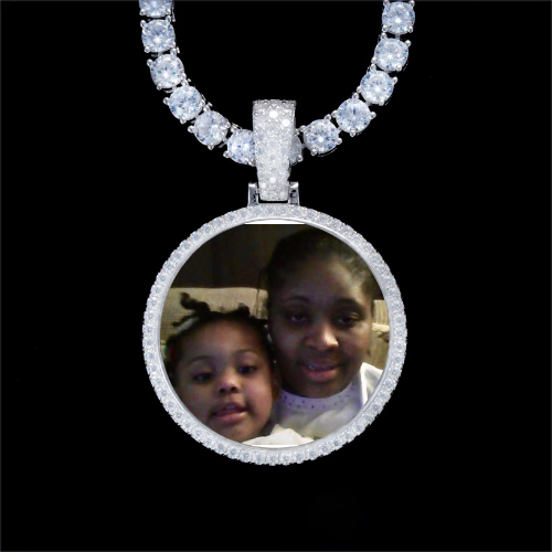 925S & VVS Moissanite 3D Circle Custom Picture Pendant