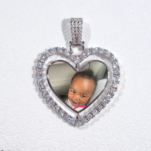 3D Spinning 2-Faced Heart Custom Picture Pendant