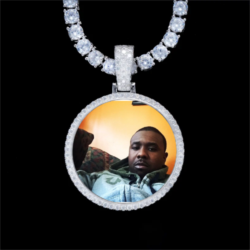 925S & VVS Moissanite 3D Circle Custom Picture Pendant