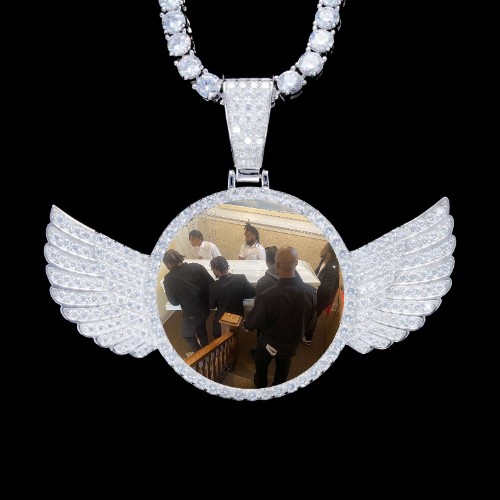 925S & VVS Moissanite 3D Wing Custom Picture Pendant
