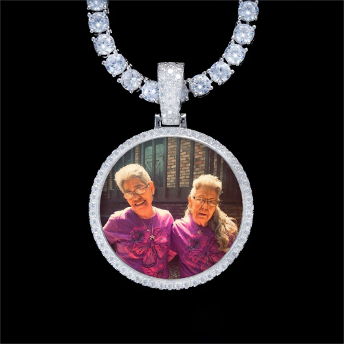 925S & VVS Moissanite 3D Circle Custom Picture Pendant