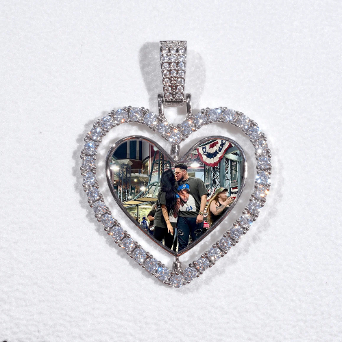 3D Spinning 2-Faced Heart Custom Picture Pendant