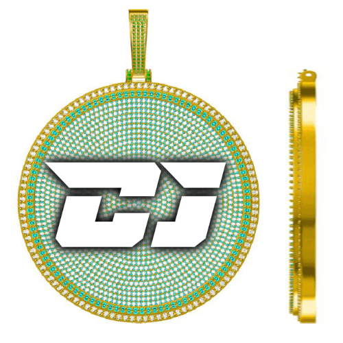 CUSTOM LETTER NECKLACE 3D BIG DISC