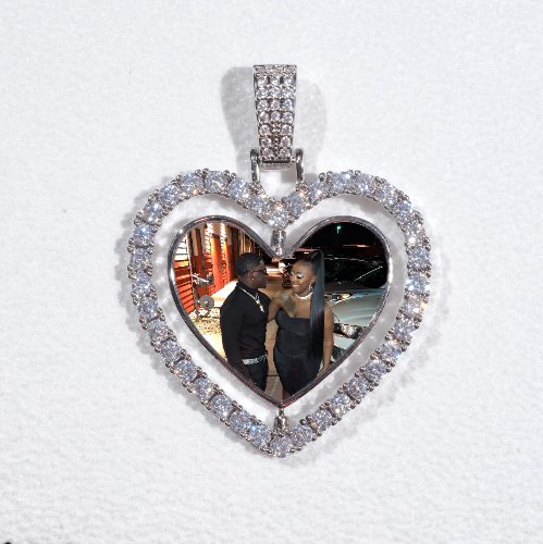 3D Spinning 2-Faced Heart Custom Picture Pendant