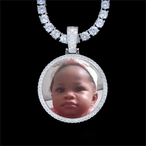 925S & VVS Moissanite 3D Circle Custom Picture Pendant