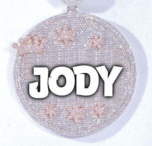 CUSTOM LETTER NECKLACE 3D BIG CROWN DISC