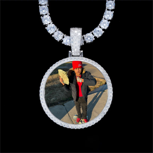 925S & VVS Moissanite 3D Circle Custom Picture Pendant