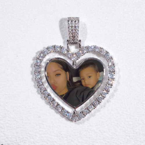 3D Spinning 2-Faced Heart Custom Picture Pendant