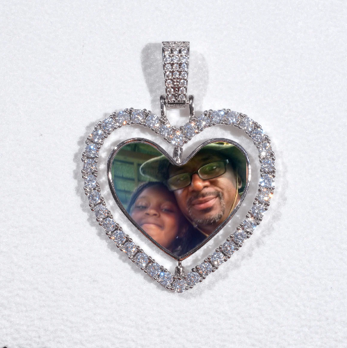 3D Spinning 2-Faced Heart Custom Picture Pendant
