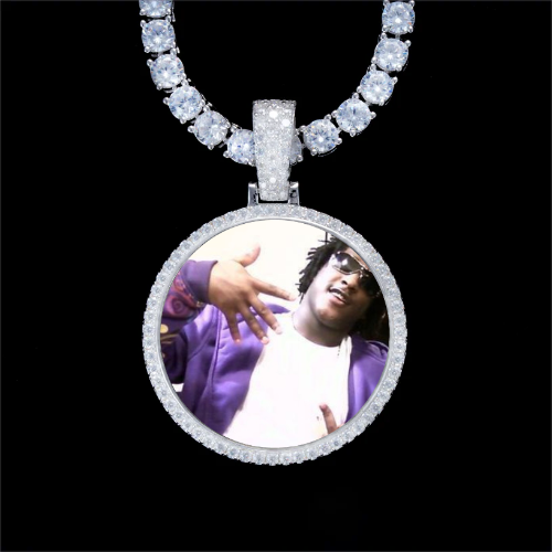 925S & VVS Moissanite 3D Circle Custom Picture Pendant