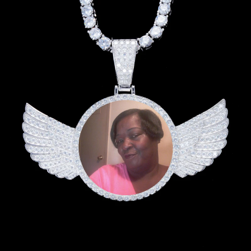 925S & VVS Moissanite 3D Wing Custom Picture Pendant