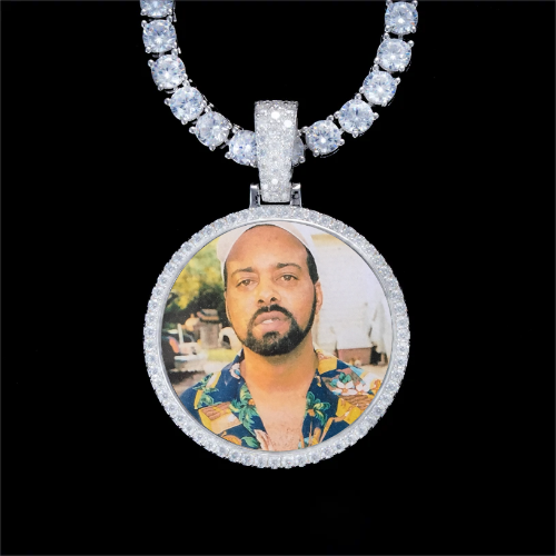 925S & VVS Moissanite 3D Circle Custom Picture Pendant