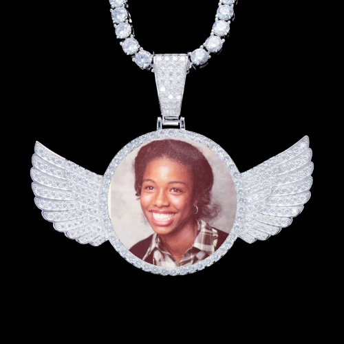 925S & VVS Moissanite 3D Wing Custom Picture Pendant