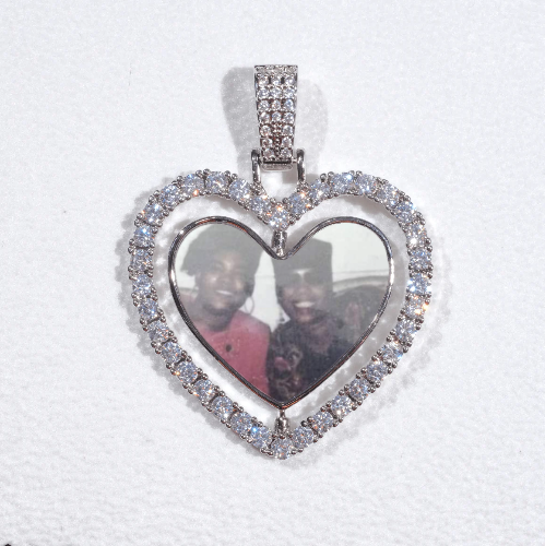 3D Spinning 2-Faced Heart Custom Picture Pendant