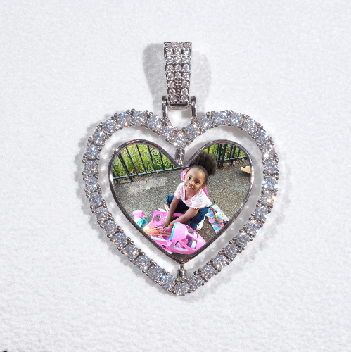 3D Spinning 2-Faced Heart Custom Picture Pendant