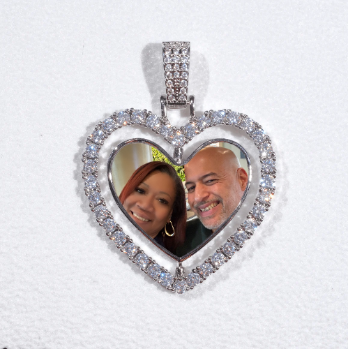 3D Spinning 2-Faced Heart Custom Picture Pendant