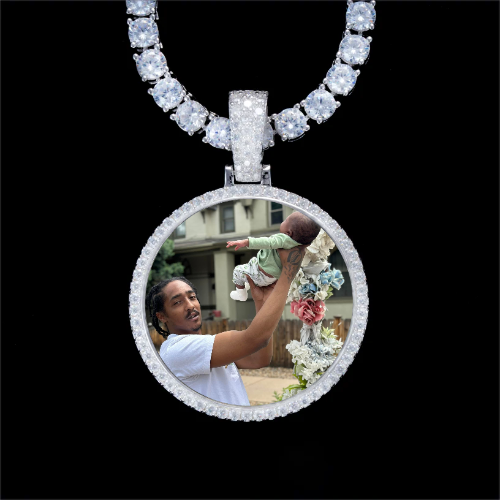 925S & VVS Moissanite 3D Circle Custom Picture Pendant