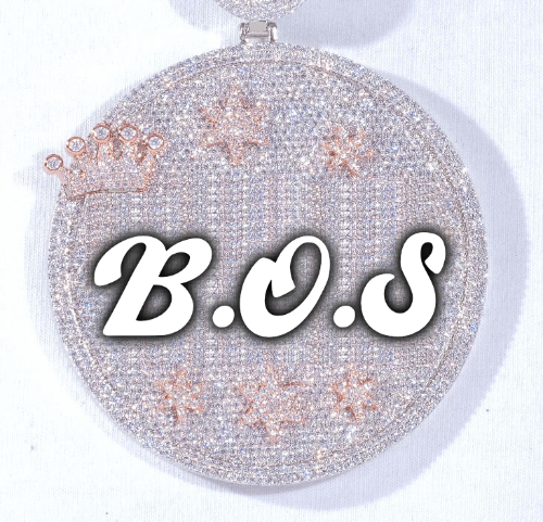 CUSTOM LETTER NECKLACE 3D BIG CROWN DISC