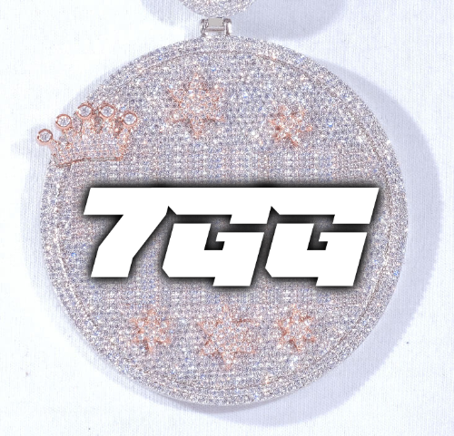 CUSTOM LETTER NECKLACE 3D BIG CROWN DISC
