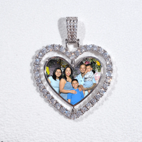 3D Spinning 2-Faced Heart Custom Picture Pendant