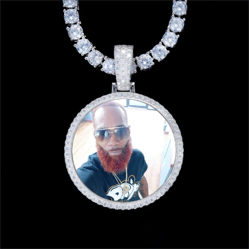 925S & VVS Moissanite 3D Circle Custom Picture Pendant