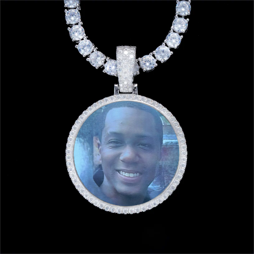 925S & VVS Moissanite 3D Circle Custom Picture Pendant