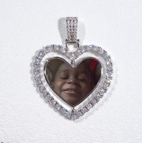 3D Spinning 2-Faced Heart Custom Picture Pendant
