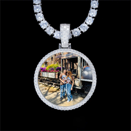 925S & VVS Moissanite 3D Circle Custom Picture Pendant