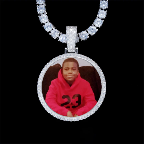 925S & VVS Moissanite 3D Circle Custom Picture Pendant