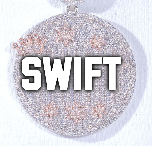 CUSTOM LETTER NECKLACE 3D BIG CROWN DISC