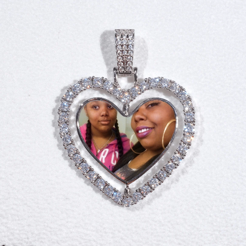 3D Spinning 2-Faced Heart Custom Picture Pendant