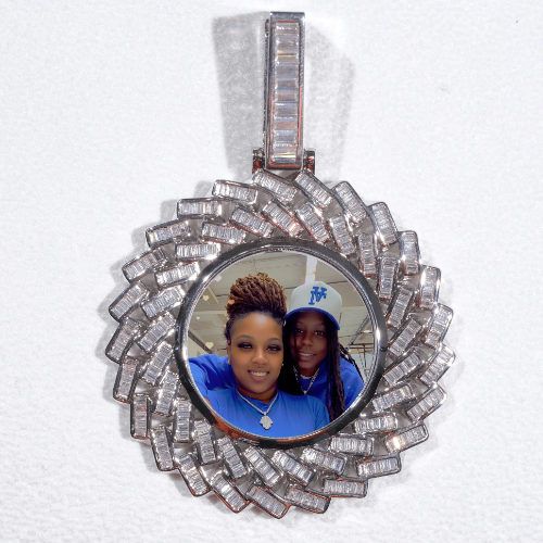 Large 3D Baguette Custom Picture Pendant