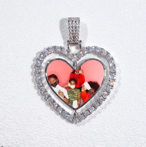 3D Spinning 2-Faced Heart Custom Picture Pendant
