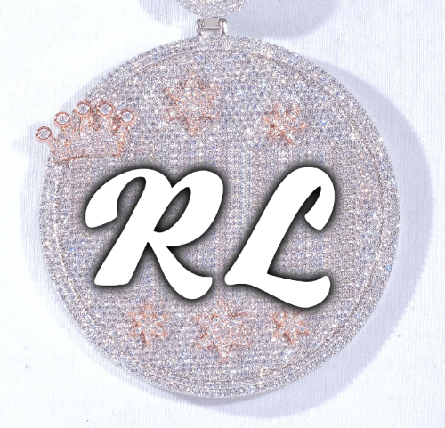 CUSTOM LETTER NECKLACE 3D BIG CROWN DISC