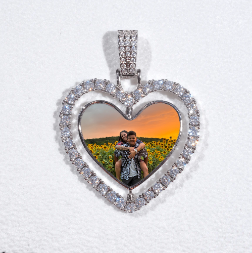3D Spinning 2-Faced Heart Custom Picture Pendant
