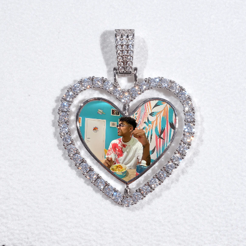 3D Spinning 2-Faced Heart Custom Picture Pendant